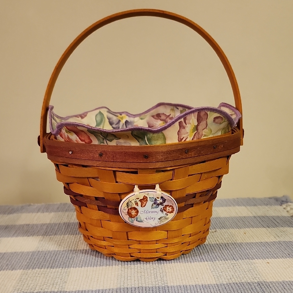 Longaberger May Series Morning Glory Basket with Floral Liner